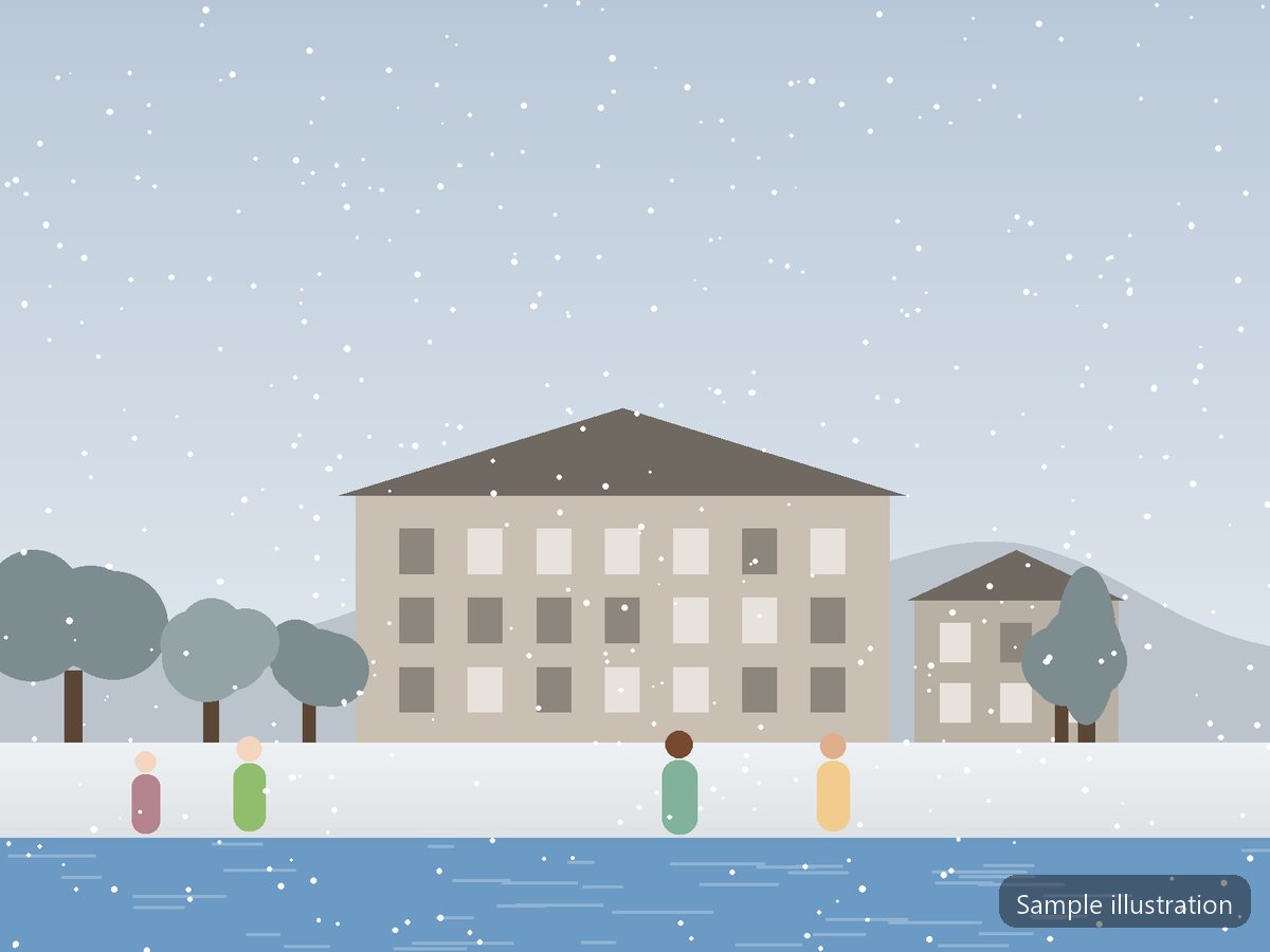 The library in the old granary after the first snow